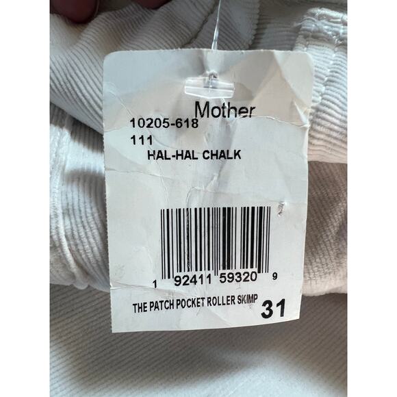 MOTHER JEANS WOMENS 31 CORDUROY WIDE LEG PATCH POCKET ROLLER SKIMP CHALK NEW - Picture 10 of 11